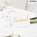 Reserved Table Signs for Wedding 20 Pack Elegant Gold Place Cards 3x4