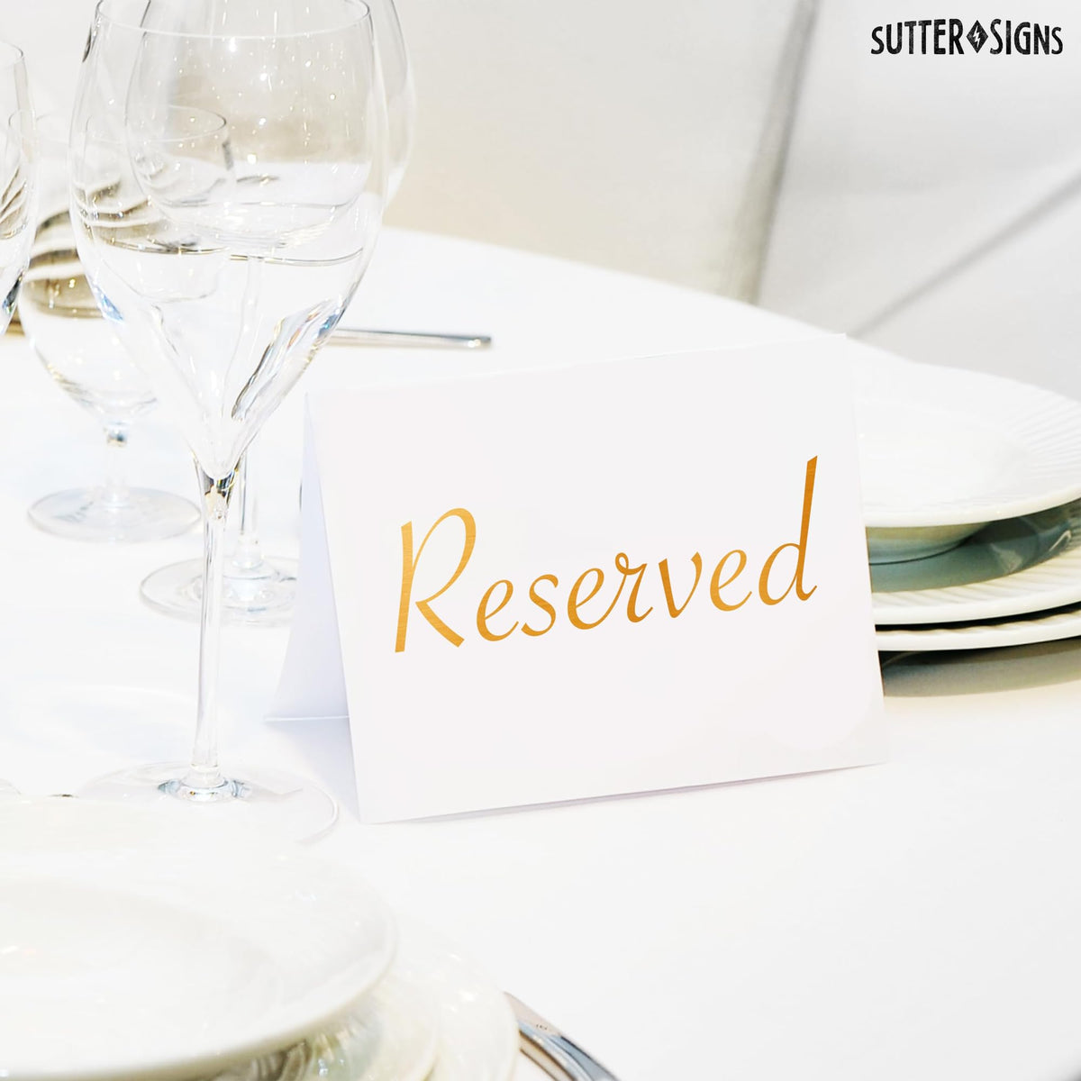 Reserved Table Signs for Wedding 20 Pack Elegant Gold Place Cards 3x4