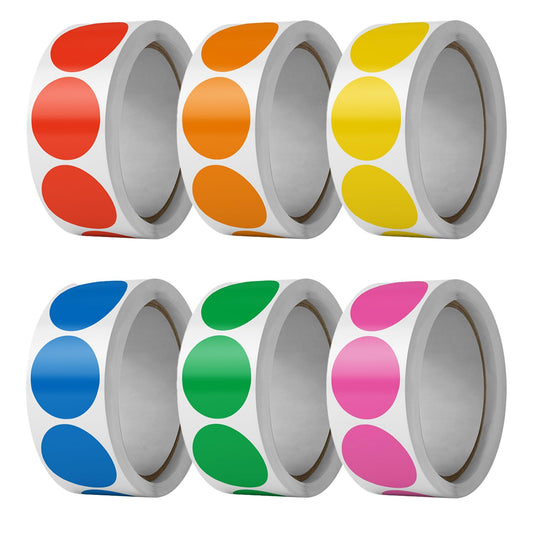 3000 PCS 1" Colored Dot Stickers Circle Color Coding Labels, 6 Color Style Colorful Coding Label Sticker for Garage Sale, Office, Student Classroom (3000Pcs, 6 Colors)