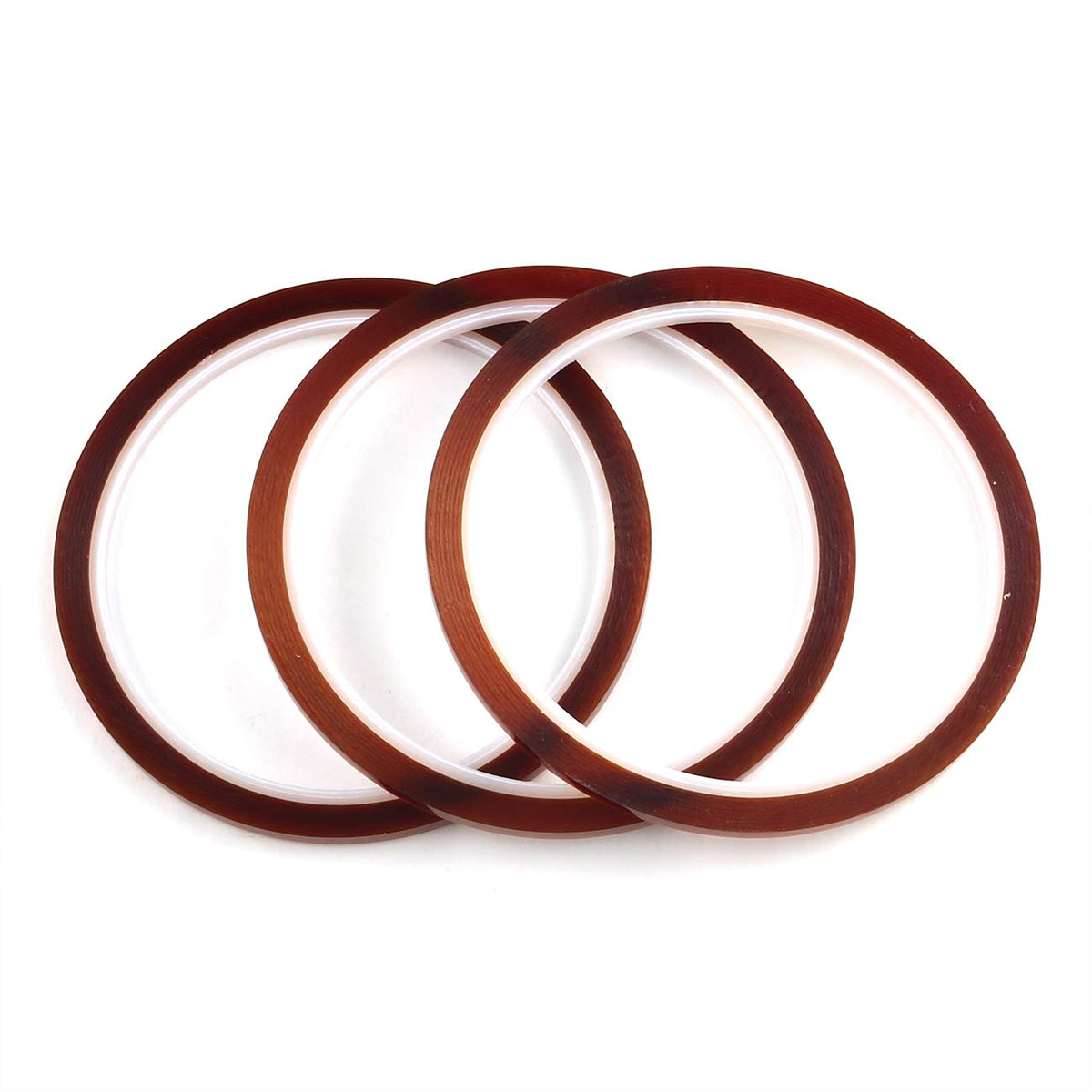 E-outstanding 3pcs 1/8" Tawny Polyimide Single Silicone Adhesive Tape 3mmx33m High Temperature Resistant Tape for Masking, Welding, PCB Gold Finger Protection, Electronic Adhesive Insulation
