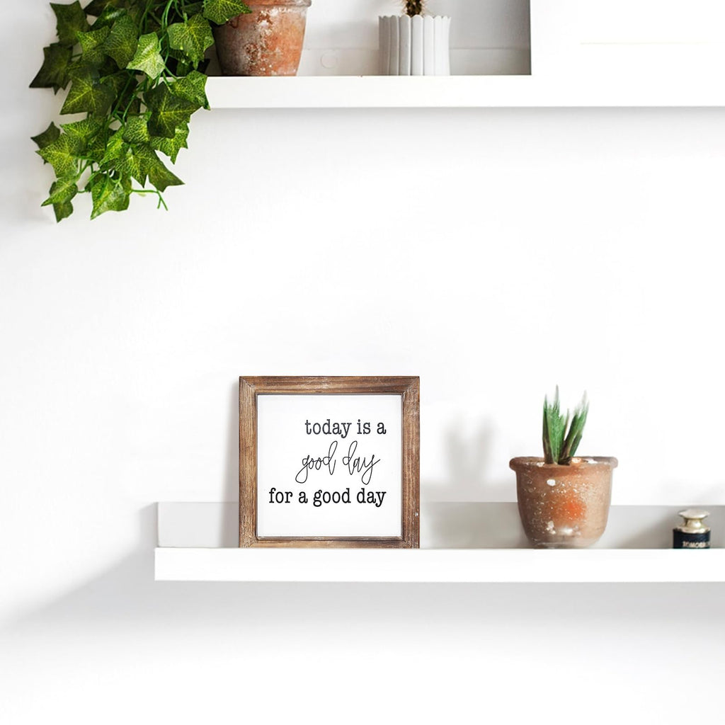 Today is A Good Day for A Good Day Inspirational Wood Box Sign for Home Decor,Freestanding Mini Wood Block Sign for Desk,Shelf or Wall Display 6" x 6" x 1.57" Today is a Good Day