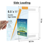 MaxGear Acrylic Sign Holder 8.5 x 11 Wall Mount, 6 Pack, Vertical 8.5"x11"-6Pack Adhesive Mount