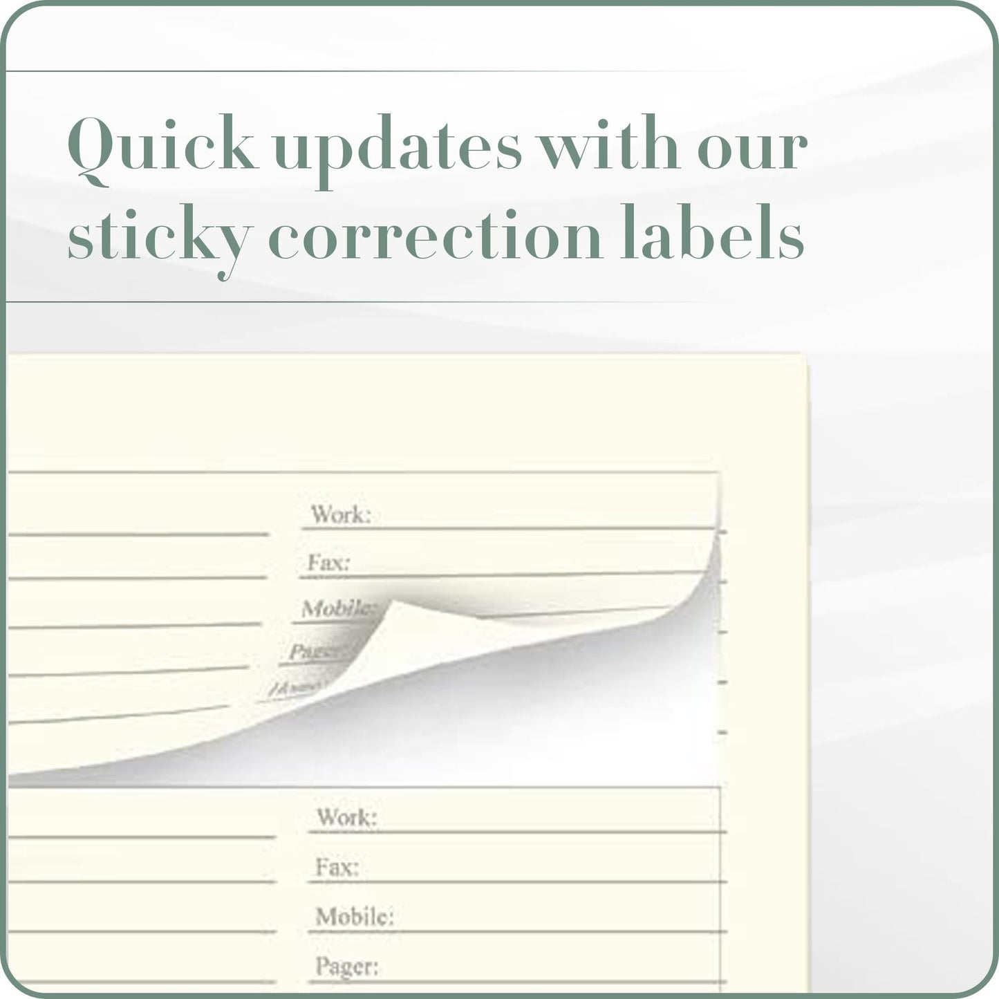 Gallery Leather Address Book Correction Labels - Self-Adhesive, Sticky, 5 Sheets, 30 Sticker Records, for Easy and Clean Contact Updates Refill Desk Refill Label Beige