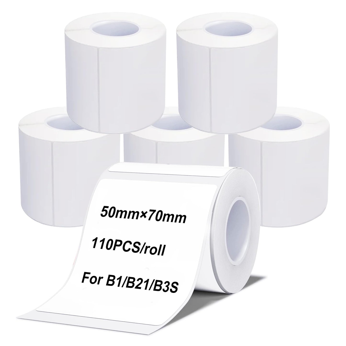 Labels Tape, 6 Rolls(660PCS) Thermal Label Sticker for B21/B3S/B1 Printer Waterproof Sticker Paper Business Shipping Address Labeling Replacement with Self-Adhesive (50 x 70mm-110PCS) 50*70mm-6 Rolls