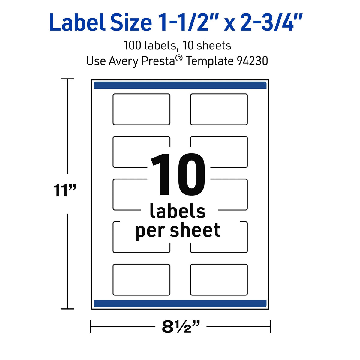 Avery Outdoor Waterproof Rectangle Labels with Sure Feed Technology, 1.5" x 2.75", White Film, Print-to-the-Edge, Compatible with Laser Printers, 100 Labels Total