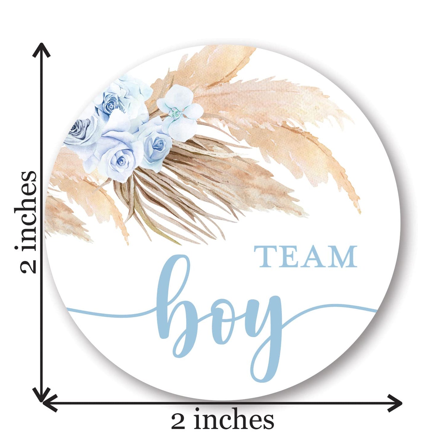 Pampas Grass Team Girl, Team Boy Gender Reveal Stickers - 40 Labels (20 of Each Design)