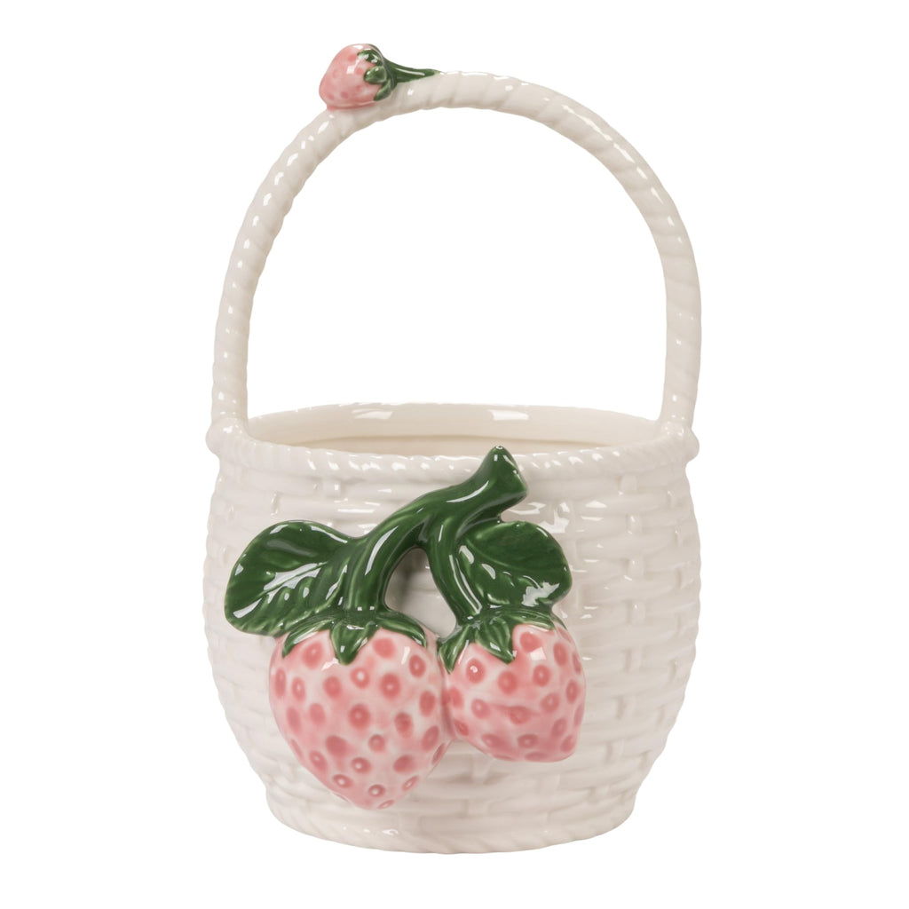 Creative Co-Op Stoneware Strawberry Basket Container