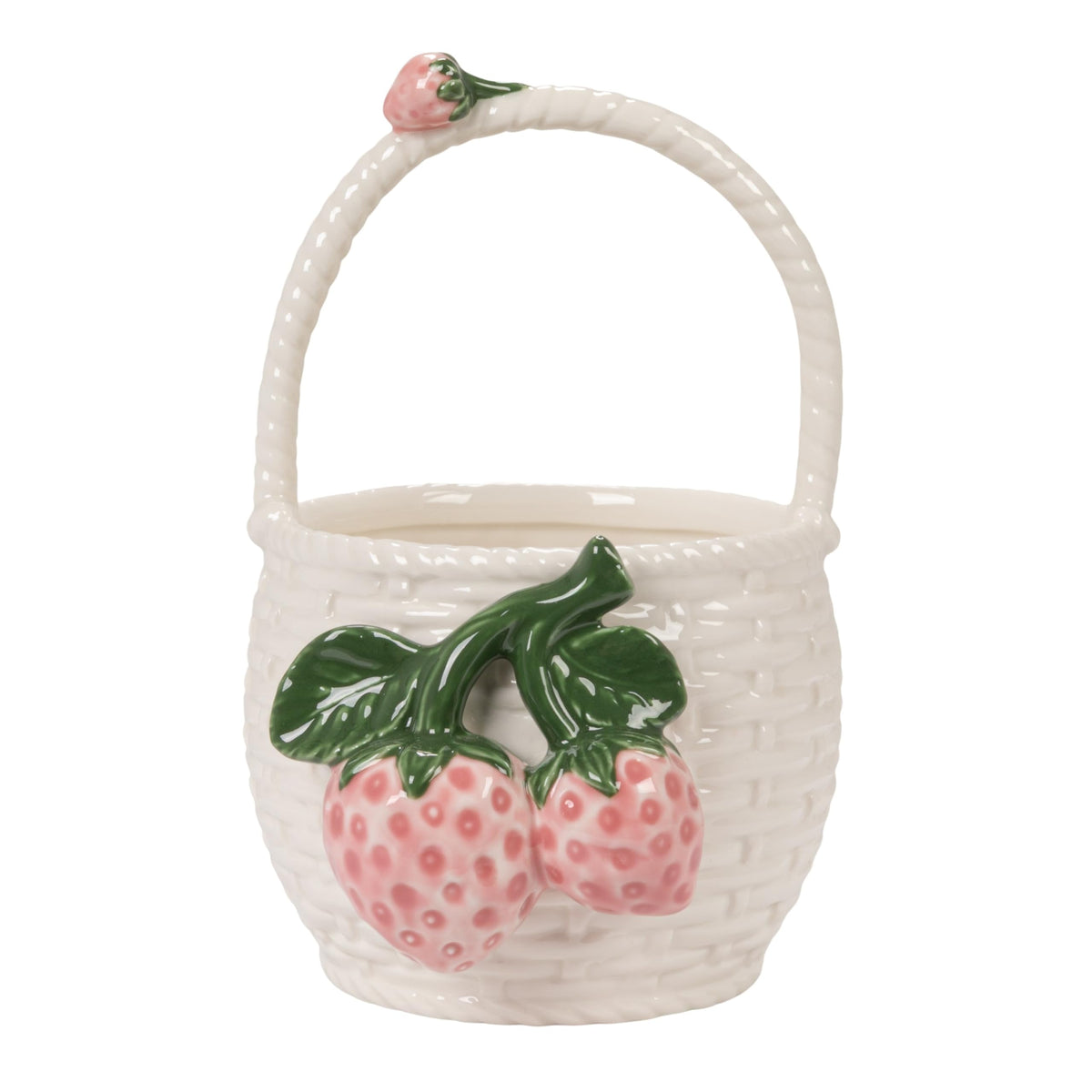 Creative Co-Op Stoneware Strawberry Basket Container