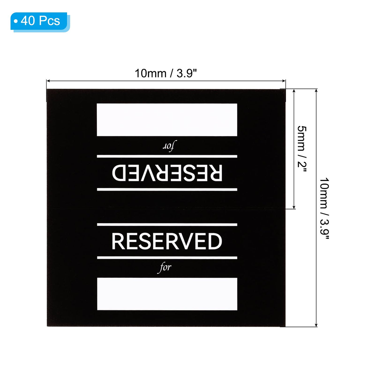 PATIKIL 40 Pack Reserved Table Signs, Double Sided Seating Name Cards Tables Tent Blank Card for Wedding Restaurant Party Event Foodservice, Black