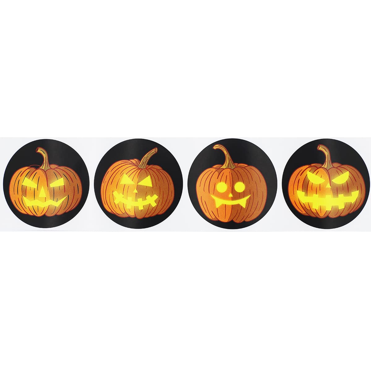 Halloween Pumpkin Stickers 2.5 Inch Round Circle Dots 4 Different Designs 100 Total Adhesive Stickers
