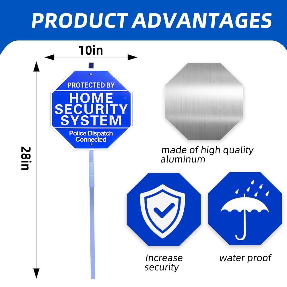 2PCS Home Security Signs for Yard, Protected by Home Security System 2