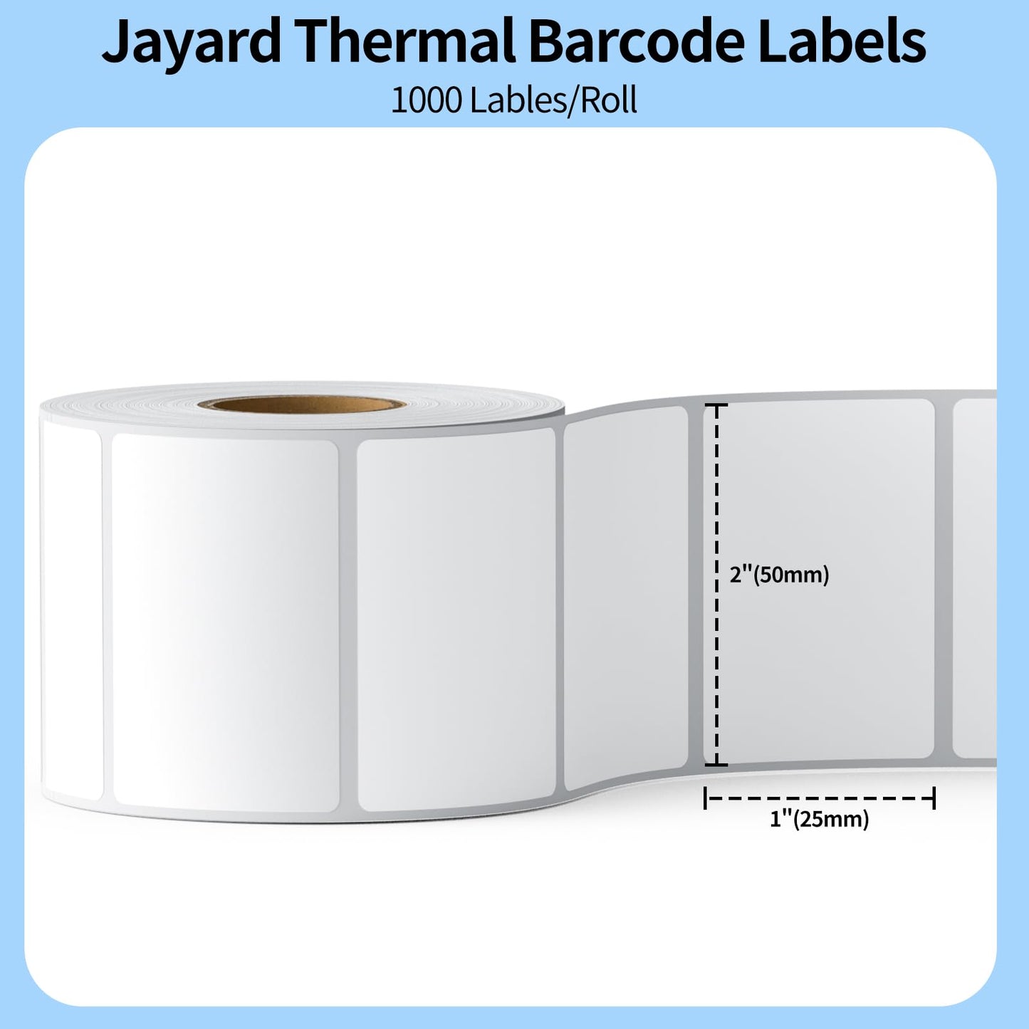 Direct Thermal Label 2x1, Thermal Labels for Barcodes, Return Address, File Folders - Barcode Stickers Compatible with Rollo, Munbyn, Zebra, Godex - 1Roll, 1000 Lable, White Sticker Labels 2x1-white