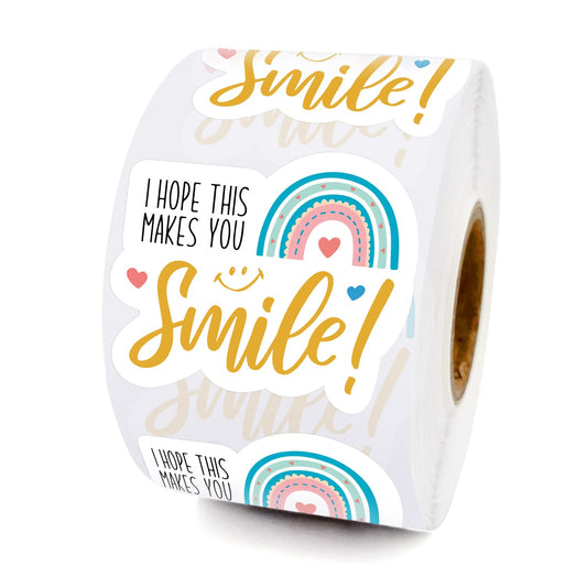 WHING I Hope This Makes You Smile Funny Small Shop Stickers, Online Retailers Shop Owners Order Packages Labels Small Business Thank You Sticker, 500 Labels Per Roll