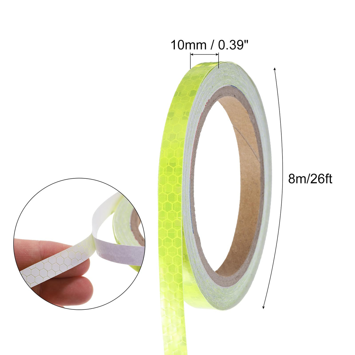uxcell Reflective Tape, 10mm x 8 Meters, 26ft Outdoor Waterproof Warning Tape for Bikes, RV, and Boat Striping Marking, Yellow, 1 Roll