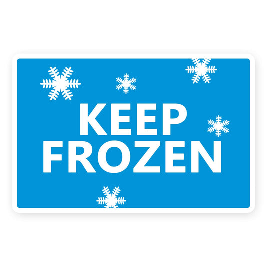 Keep Frozen Shipping Label Frozen Stickers Waterproof White/Blue Packing Sticker,2x3 Inch Adhesive Handling Warning Sticker 300 Pcs Per Roll.