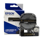 Epson LABELWORKS 212GBPX Label Tape - Gold on Black - 1/2" (12mm), 30ft 12mm