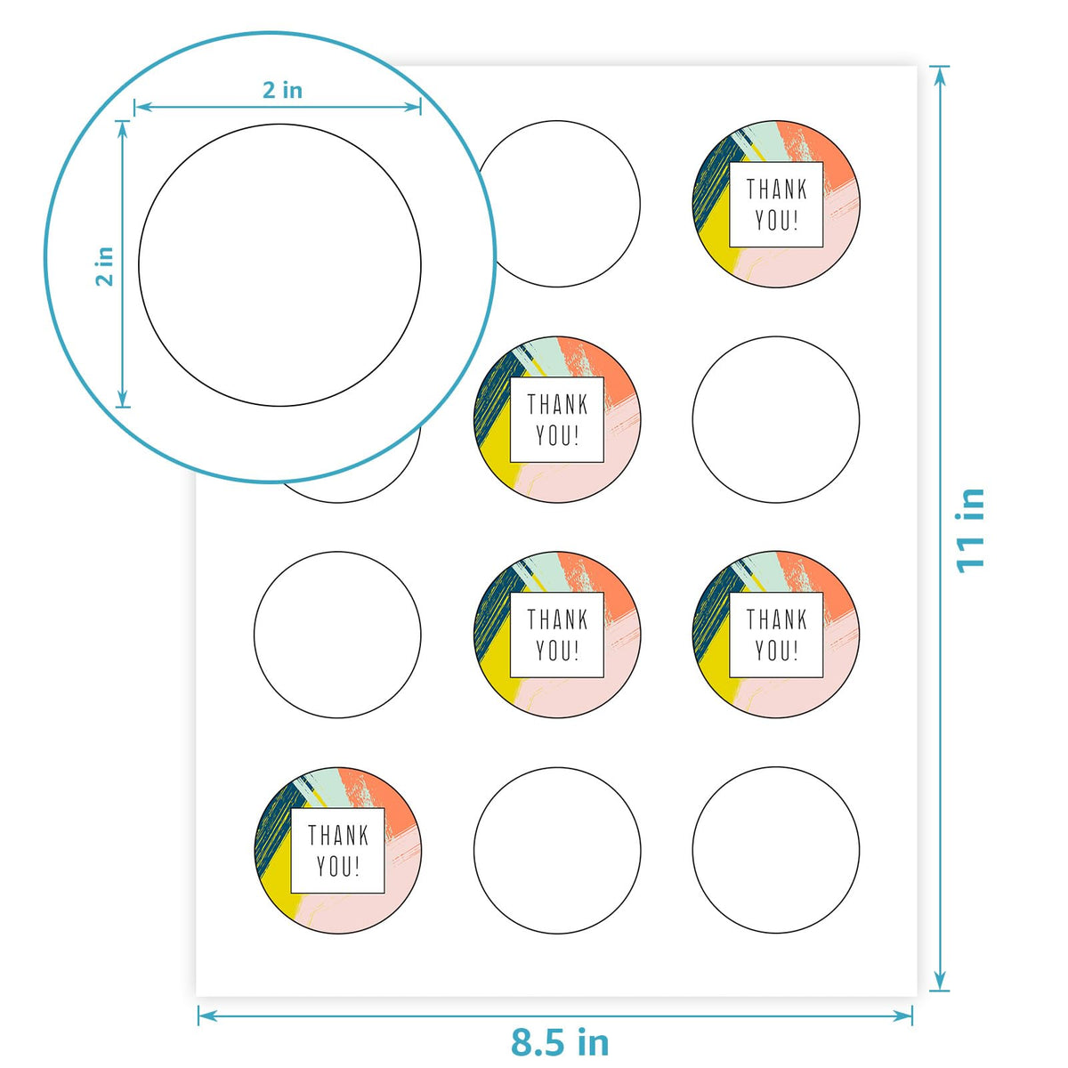 MaxGear 2" Round Sticker Labels, for Inkjet or Laser Printer, Matte White Printable Labels Sheets, Strong Adhesive, Dries Quickly, Holds Ink Well, 30 Sheets, 360 Pcs 2 Inch 30 Sheet