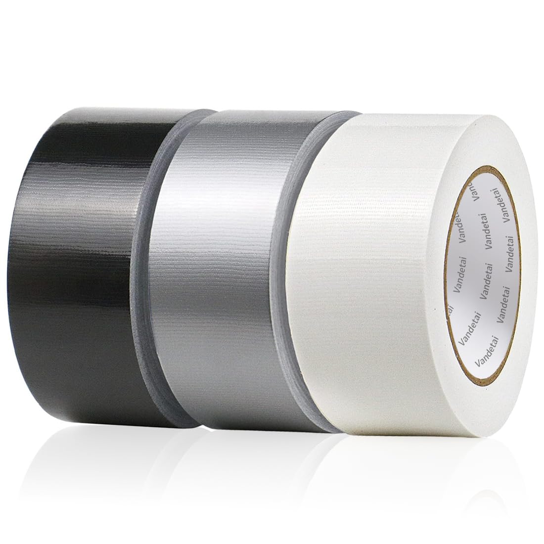 Duct Tape Heavy Duty Waterproof, Strong Adhesive Silver Duct Tape Bulk for Indoor Outdoor Repairs, DIY Work, Tear by Hand (Black + Silver + White 3 Pack, 2 Inch x 33 Yards Total) Black + Silver + White 3 Pack
