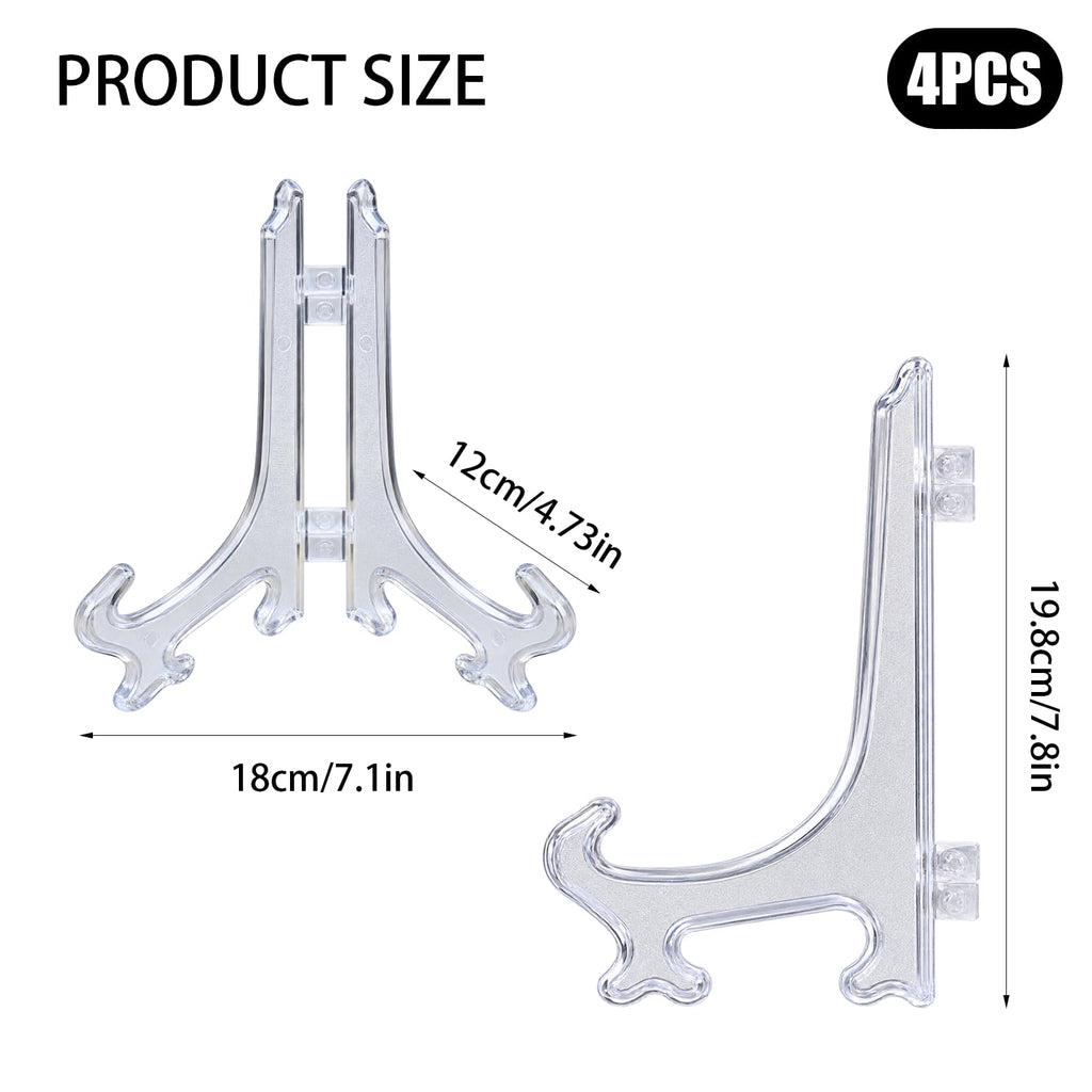 Clear Plate Stands for Display, 8 Inch (20 cm), 4 Pcs