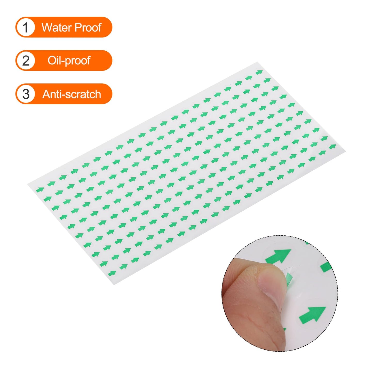MECCANIXITY Round Arrow Shape Stickers Labels Color Coded 0.4Inch Green Clear for Maps, Reports, Special Projects 210 Count Pack of 5