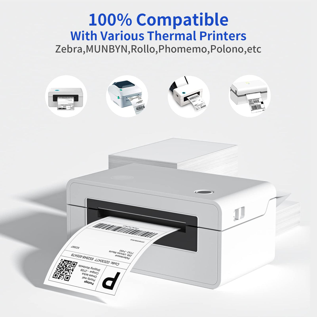 4" x 6" Fanfold Direct Thermal Labels, 500 Per Stack, White Perforated Shipping Labels Compatible with Zebra, Elton Printers(1 Stack) 500 Labels/Stack 1 Stack