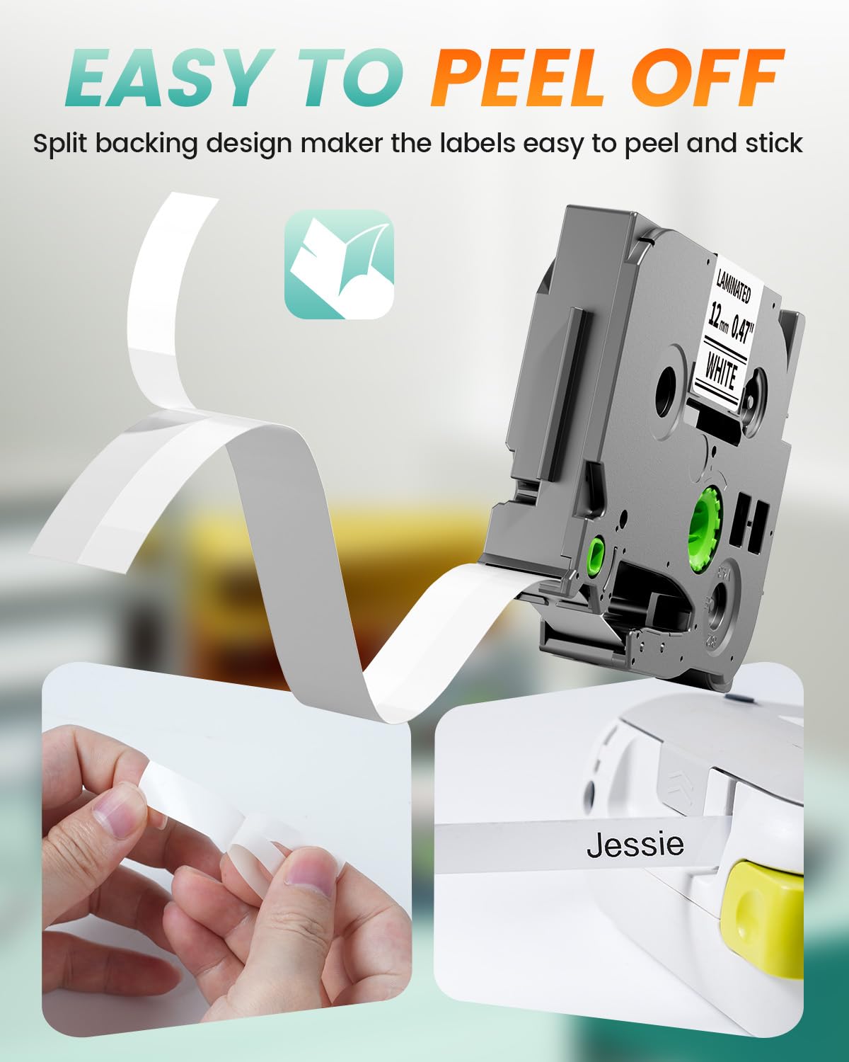 Replacement for Brother P Touch Label TZe TZ Tape 12mm 0.47 Laminated White Black on White 4