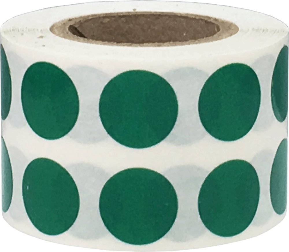Green 1/2" Inch Transparent Color Coding Labels, 1,000 Total Adhesive Stickers On A Roll, Ideal for Planners, Journals, Mailing Seals and Crafting Ideas Green