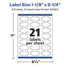 Avery® Glossy White Oval Scalloped Labels, Sure Feed® Technology, 1-1/8" x 2-1/4", 210 Glossy White Labels, Print-to-The-Edge, Permanent Adhesive, Laser/Inkjet Printable 210 labels