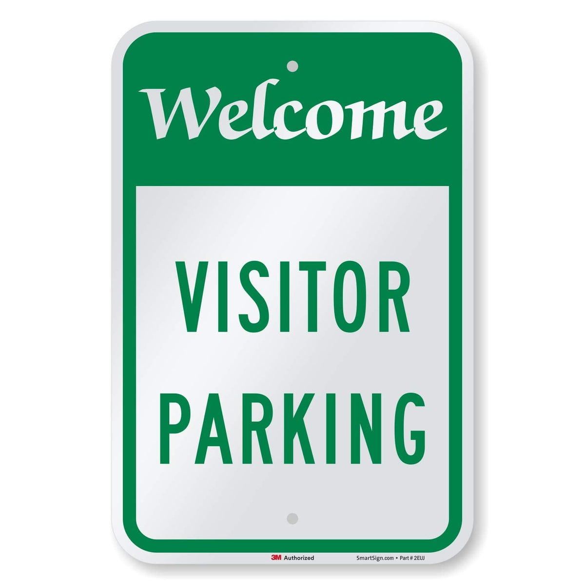 SmartSign - K-7690-EG-12x18 "Welcome - Visitor Parking" Sign | 12" x 18" 3M Engineer Grade Reflective Aluminum Green on White