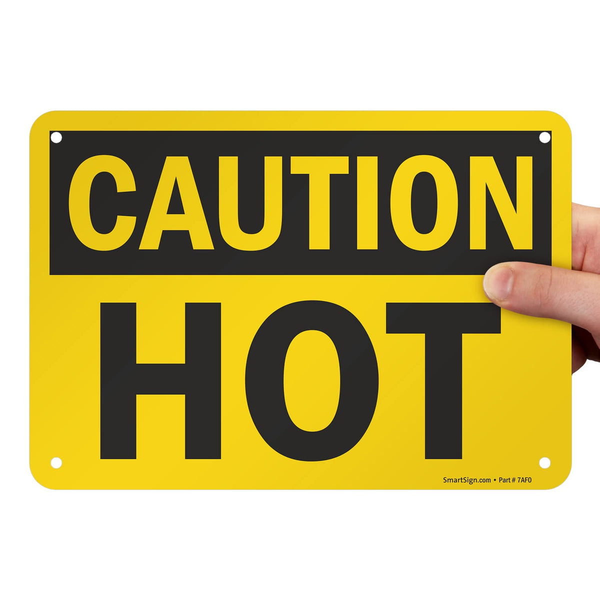 SmartSign - U9-1780-NA_7x10 "Caution - Hot" Sign | 7" x 10" Aluminum Black on Yellow
