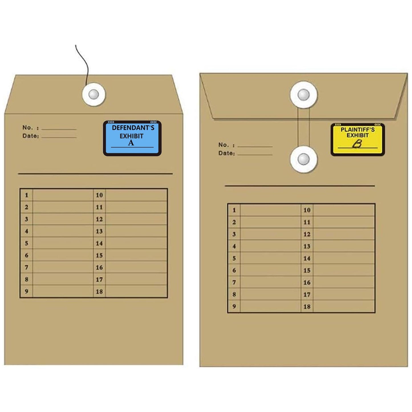 Legal Yellow Plaintiff's Exhibit Blue Defendant's Exhibit Stickers 1.65 X 1 Inches - Color-Coded Exhibit Labels 400 Pcs Blank File Folder Labels Tabs Legal Documents Report Divider for Offices Courts Yellow-blue