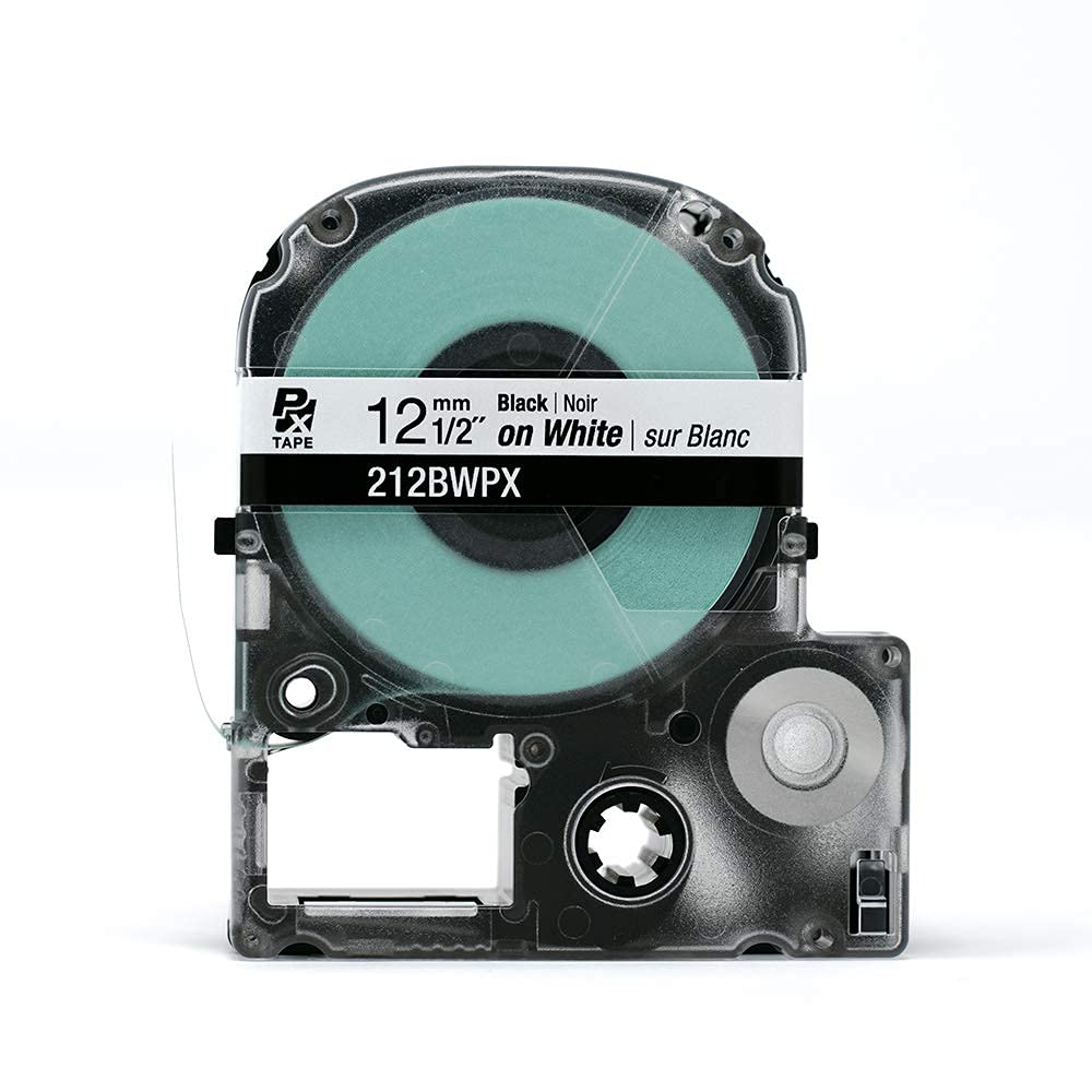 Epson LABELWORKS 212BWPX Label Tape - Black on White - 1/2" (12mm), 30ft