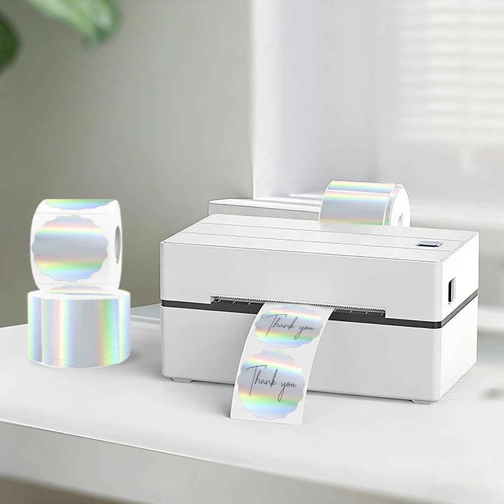 2 Inch Round Holographic Thermal Labels, Color Flower Thermal Sticker Labels for Small Business, Logo Design, Baking,300 Sheets/1 Roll (Flower Rainbow) 2 inch