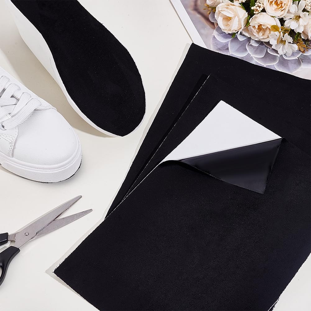 PH PandaHall 5 Pieces Self Adhesive Suede Sticky Sheets 7.8"x11.8" Stick-on Friction-reducing Dance Soles Backing Non Slip Sole Protector for Dance Shoes, High Heeled Shoes