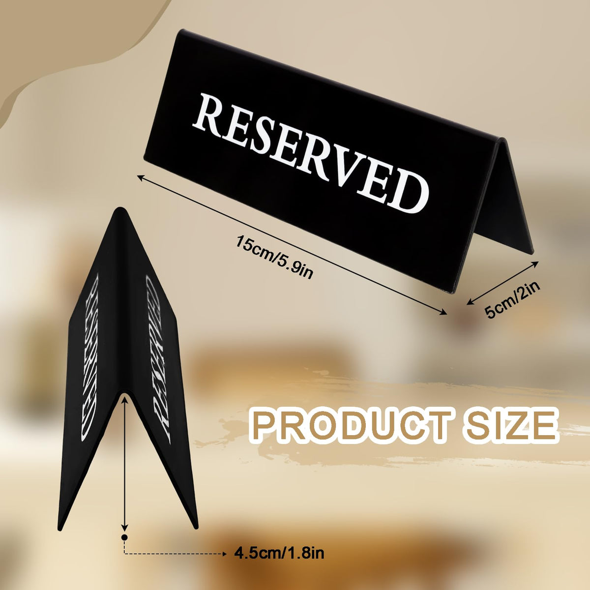 6 Pieces Plastic Reserved Table Sign for Wedding Acrylic Double Side Table Tent Black Guest Reservation Tables Seat Sign 5.9 x 2 Inches Reserve Seating Signs for Restaurant Chairs Wedding (Pack of 2) 5.9 x 2 Inches (Pack of 2)
