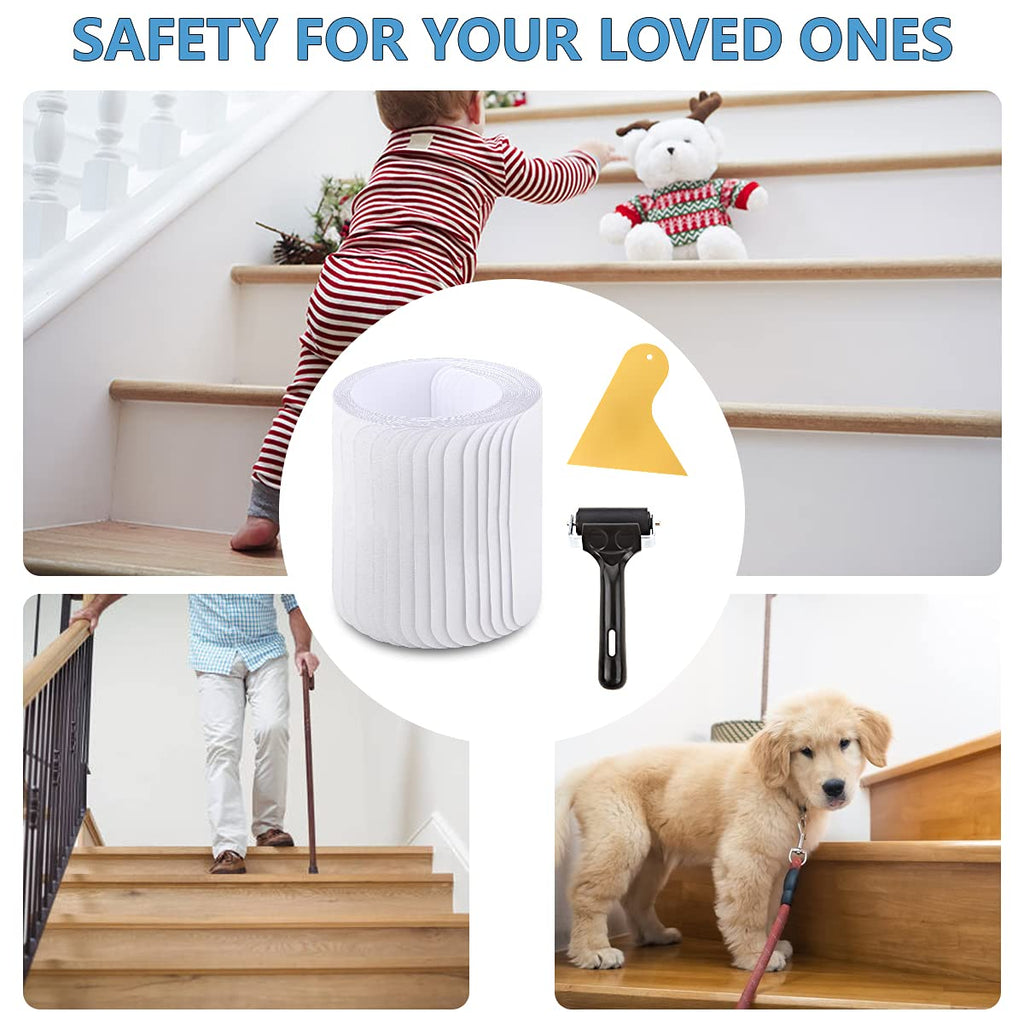 Butizone Stair Treads Non Slip 6" x 30", 5-Pack Pre-Cut Clear Anti Slip Strips for Wooden Steps Indoor, Transparent and Waterproof Grip Tape, Safety for Elderly, Children, and Dogs 6" X 30"