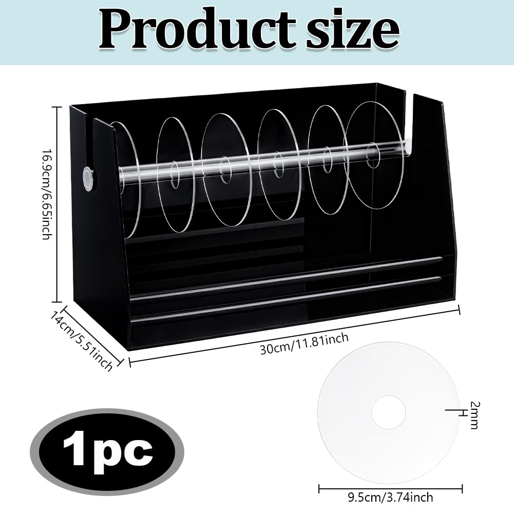PH PandaHall Adjustable Label Dispenser Acrylic Sticker Roll Dispenser Black Label Roll Holder Organizer 1.81x5.51x6.65in for School Supplies School Home Office Desktop Craft Paper Labels