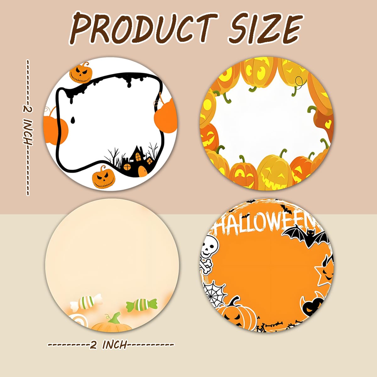 Halloween 2 Inch Thermal Stickers,500PCS Halloween Thermal Labels Halloween Stickers Multi-Purpose Roll Sticker Labels for Home Party Decoration