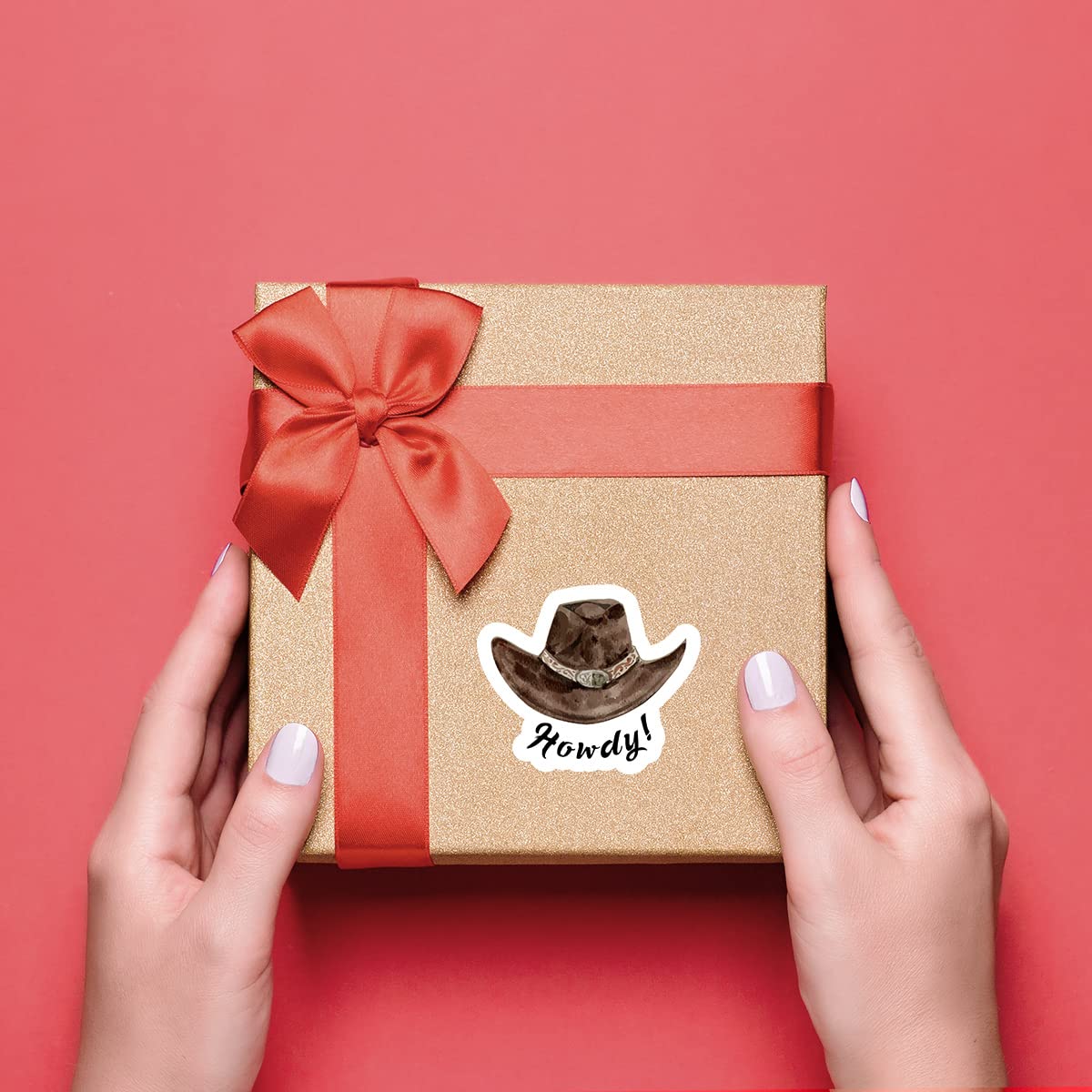 Cute Howdy Cowboy Hat Stickers,Funny Western Cowboy Hat Sticker for Howdy Party Western Themed Package Packaging 500 PCS
