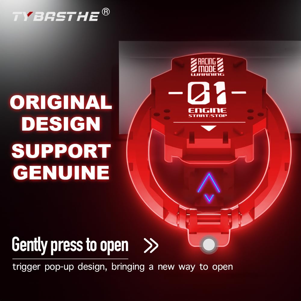 𝙊𝙧𝙞𝙜𝙞𝙣𝙖𝙡 | Push Start Button Cover, Metal Mecha Car Engine Start Stop Button Cover Protector, Cool Car Accessories Interior Decor Sticker Decals Motorcycle Key Ignition Switch Cover, Red B-Mecha-Red