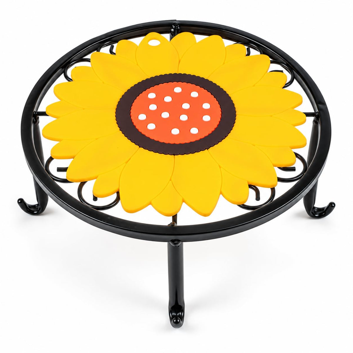 Beverage Dispenser Stand, Heavy Duty Metal Plant Pot Holder (Round, Black)