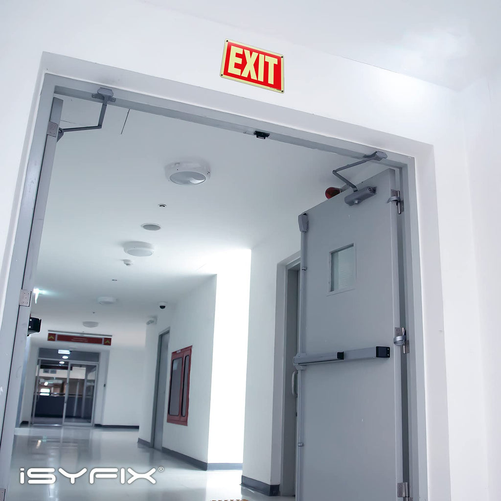 iSYFIX Exit Glow in the Dark Sign, 10x7 Inch, 12 Pack 12 Pk 10x7 Plastic