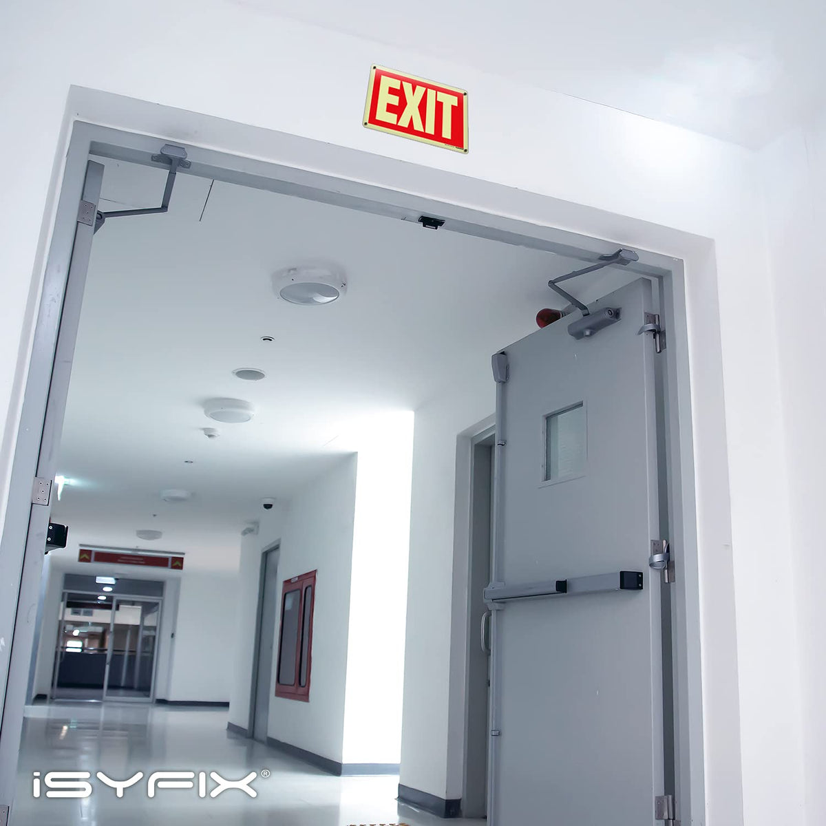 iSYFIX Exit Glow in the Dark Sign, 10x7 Inch, 12 Pack 12 Pk 10x7 Plastic