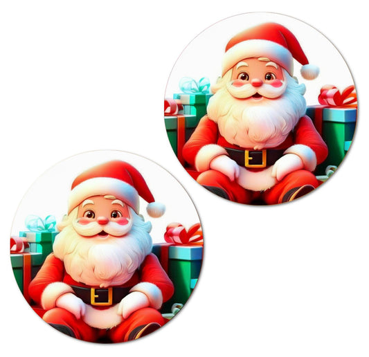 126 Santa Claus Stickers, 1 Inch Big Round Glossy Labels, Great for Holiday Season Gifts, Gift Bag, Cards, Envelopes, Boxes, Tags, and Supplies. Made in USA