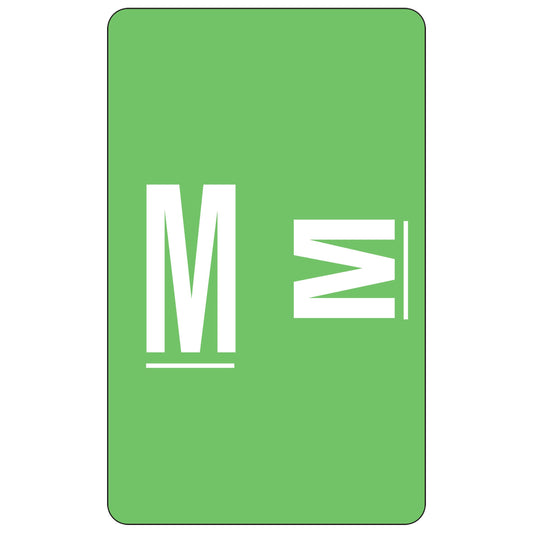 Smead AlphaZ ACCS Color-Coded Alphabetic Label, M, Light Green, 100 Labels per Pack (67183)