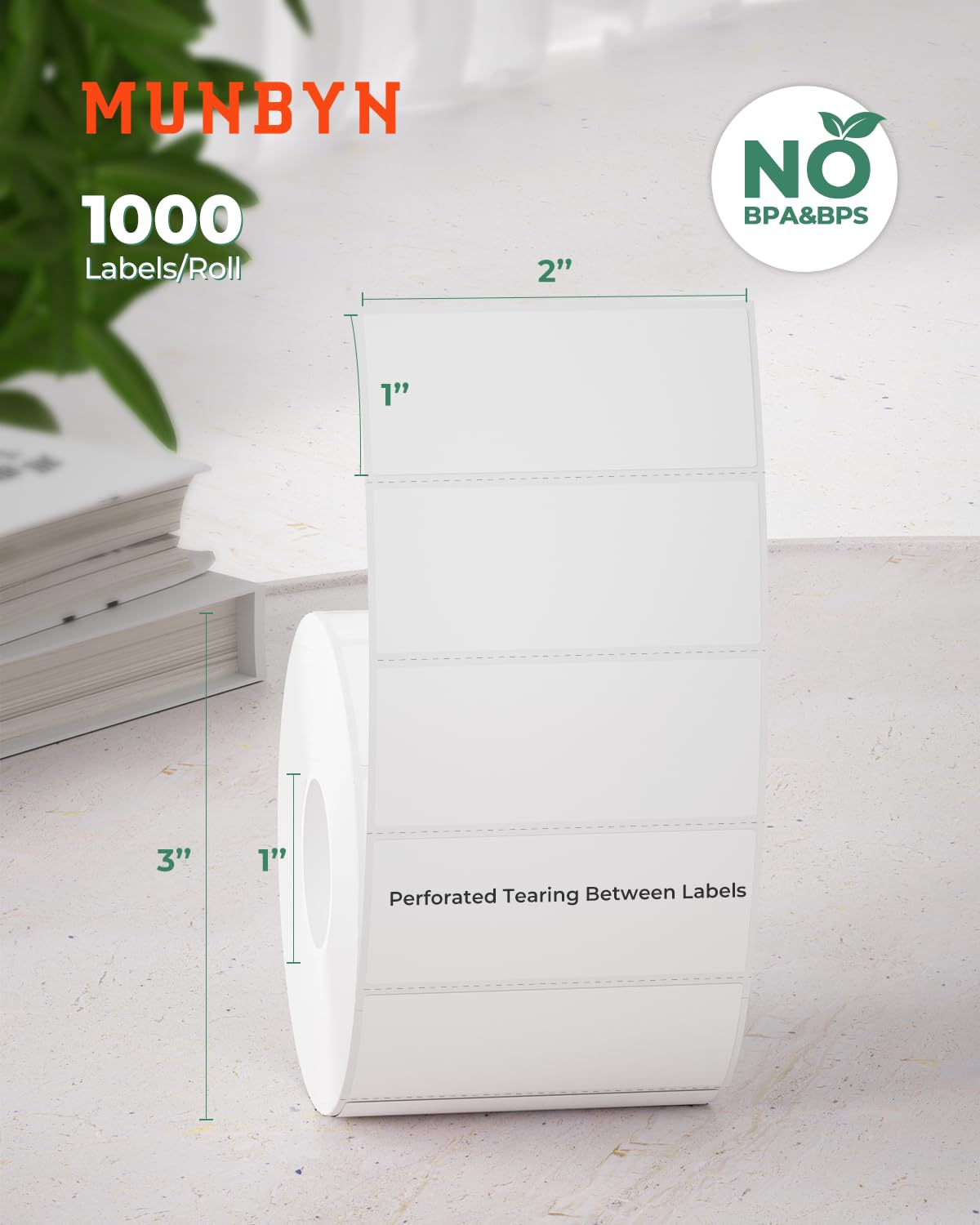 2x1 Thermal Labels 6 Rolls-6,000 Labels+2" Transparent Round Thermal Labels 500 Labels/Roll