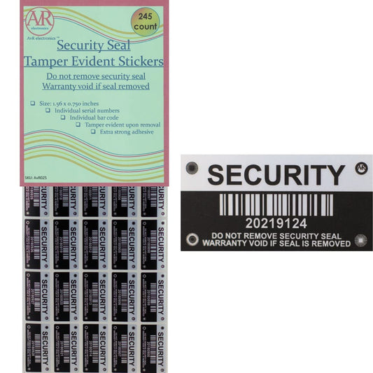 Tamper Evident Stickers, Tamper Proof Security Seal with Individual Serial Numbers and Barcode. Each Sticker is 1.56 x 0.75 inches. Destroyed Upon Removal. Residual Text Left on Item. (245 Stickers) 245 Stickers