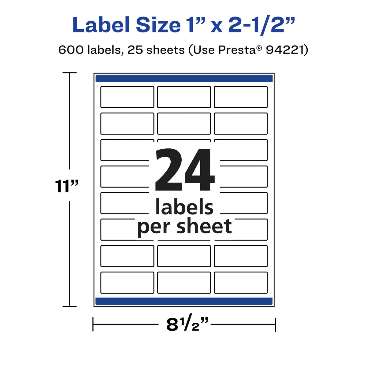 Avery Matte Clear Rectangle Labels, Sure Feed Technology, 1" x 2.5", 600 Matte Clear Labels, Laser/Inkjet Printable 600 labels