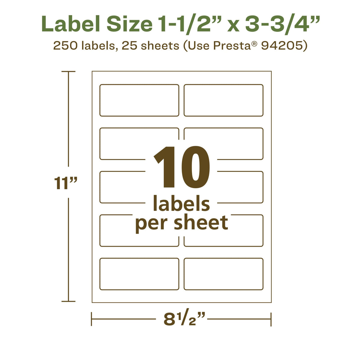 Avery® EcoFriendly Matte White Recycled Rectangle Labels, 1.5" x 3.75", Print-to-The-Edge, Matte White Labels, Permanent Adhesive, Laser/Inkjet Printable, 250 Total 250 labels