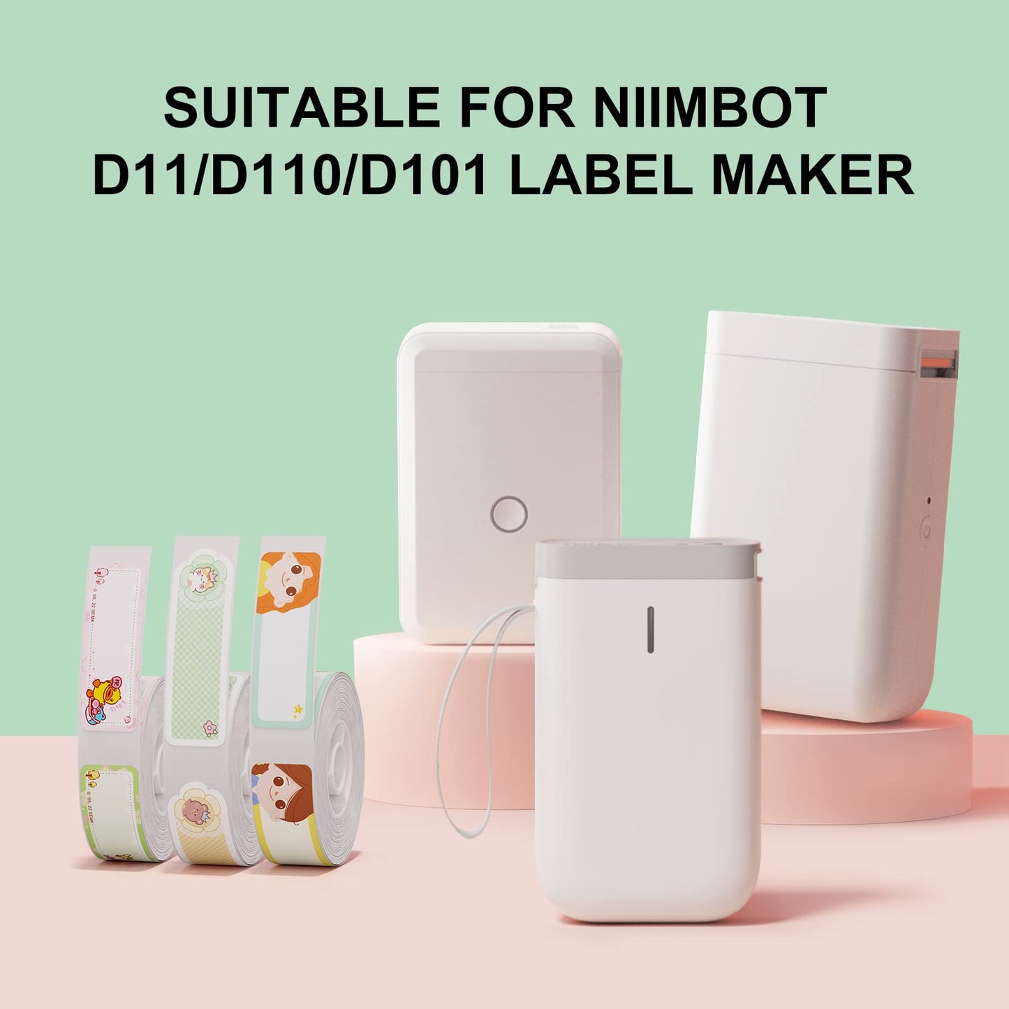 NIIMBOT D11 D110 D101 Label Tapes, 6 Rolls Adapted D11 Label Print Paper, D110 Thermal Sticker Paper 0.47"x 1.57" Waterproof Self Adhesive Labeling Tape(White) White 6*0.47" x 1.57"